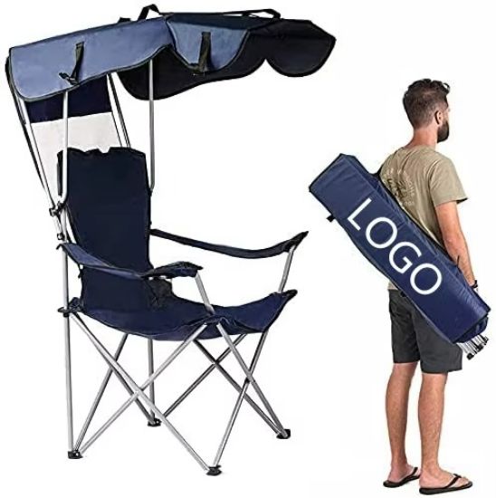 Picture of Portable armrest camping beach fishing chair with canopy sunshade folding